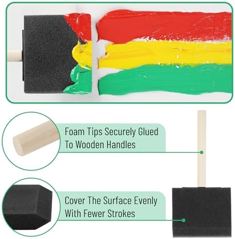 Bates Foam Paint Brushes, 4-Inch, 24 Pack - Sponge Brushes for Painting, Staining, and Mod Podge