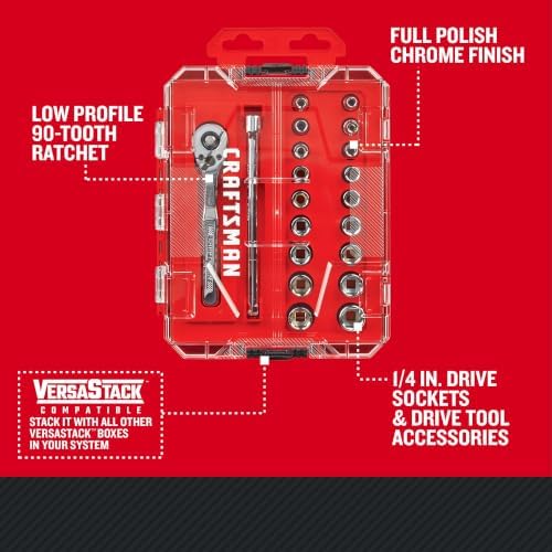 CRAFTSMAN Mechanics Tool Set, 1/4 Inch Drive, 20 Piece, 90-Tooth (CMMT12108)