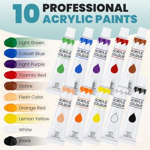 Painting Kit for Beginners, Kids, Teens, Adults - Acrylic Paint Set