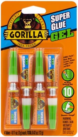 Gorilla Super Glue Gel, Clear, Four 3 g Tubes, 2-Pack, All Purpose