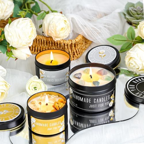 CONNOO 24 Pack - 12pcs 8oz & 12pcs 4oz Matte Black Candle Tins with Lids