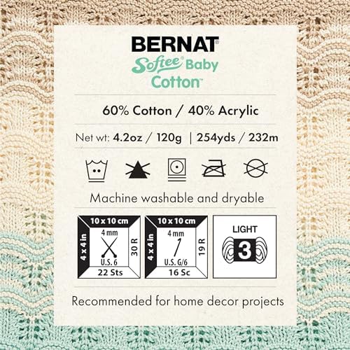 Bernat Softee Baby Cotton Yarn for Crocheting Soft, Cotton, 3-Pack