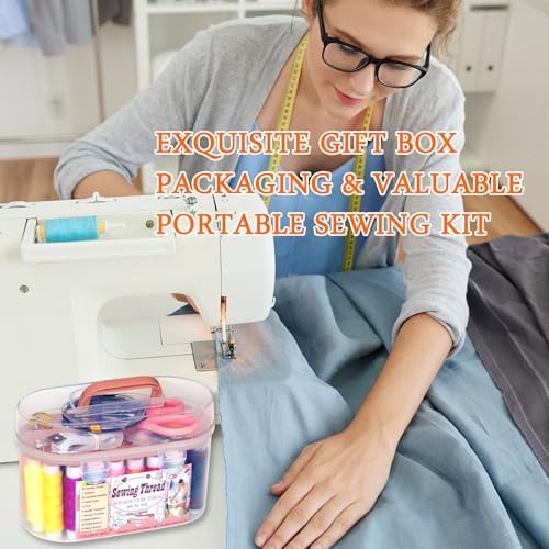 40 Spools of Sewing Thread,Gift Box Portable Basic Sewing Repair Kits (Orange)