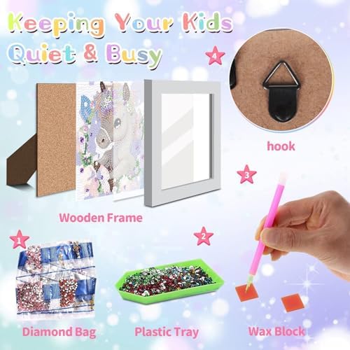 Horse Diamond Art Painting Kits for Kids with Frame Ages 4-8-12 (7x7 inch)