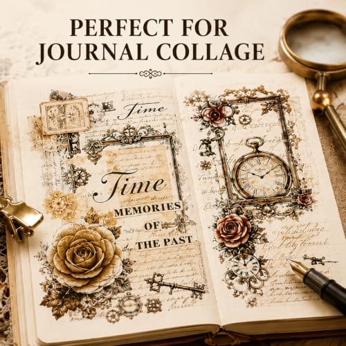 1 Roll PET Tape Stickers for Journaling, Vintage Scrapbook Decorative Tape