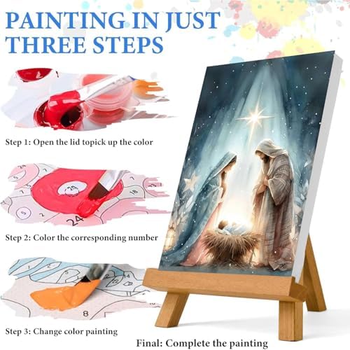 Jesus Paint by Numbers Kit for Adults Framed Canvas 12X16 in, Frameworkless