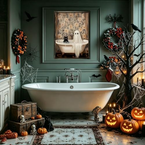 Halloween Paint by Numbers Kit for Adults, Paint by Numbers Adults 16x20 in | Ghost Paint by Numbers for Adults, Halloween Adult Paint by Number Kits Wall Decor Gifts DIY Acrylic Oil Painting