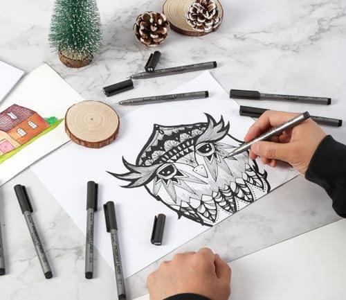 Precision Black Micro-Pen Fineliner Ink Pens,Waterproof Archival Ink