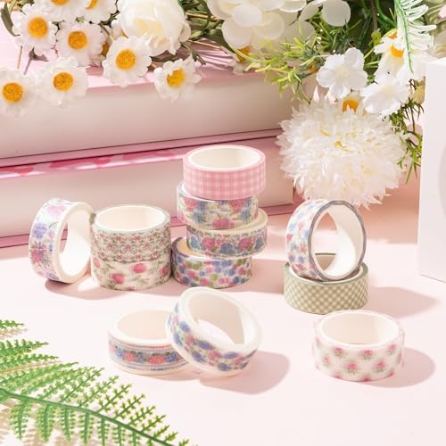 12Rolls Vintage Hydrangea Washi Tape for Journaling Scrapbooking