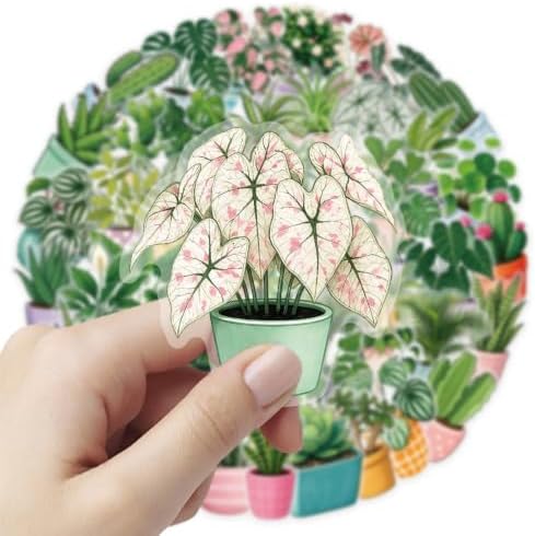 Green Potted Plants Stickers Aesthetic Flora Scrapbook Stickers(50)