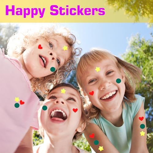 2160 Pcs Holographic Star Heart Dot Shapes Stickers for Kids 0.6 Inch