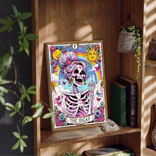 GOUOYANA Paint By Numbers Kit for Adults-Skull THE IDGAF Funny Canvas | Adult Paint by Number Kits on Canvas for Painting DIY Skull THE IDGAF Painting Art by Numbers for Home Wall Art Gift 12X16in