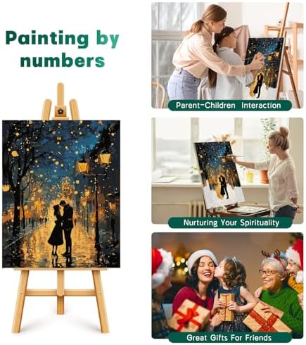 Possoco 2 Pack Paint by Numbers Kit for Adults Beginner, Romantic Lover Adult Paint by Number Kits on Canvas, DIY Acrylic Number Painting for Adults Landscape for Home Decor Gift 16x20 Inch