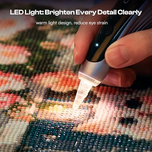 Caydo Electric Diamond Painting Pen with Light, Diamond Art Tool, Purple