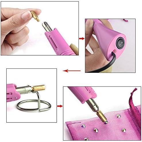 Rhinestone Applicator Gun Hotfix Tool Bedazzler Kit for DIY Crafting (Pink)
