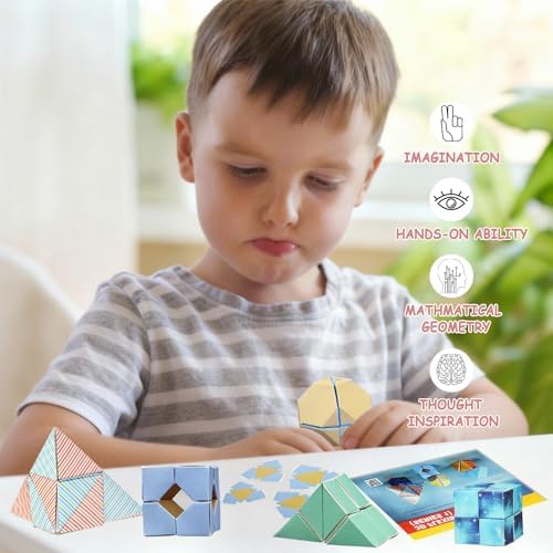 Foraineleyo 3D Paper Folding STEM Toys for Kids, Hands-On Math Origami Kit with 3D Flexible Models, Educational Geometry Craft Set Gifts for Boys Girls Ages 6-12
