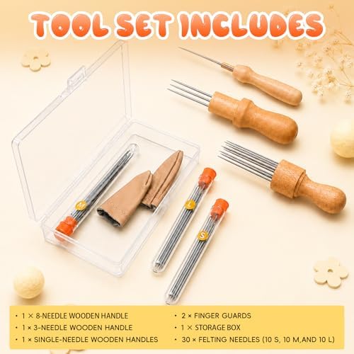 LUDOTEK 38 Pcs Needles Felting Tools Needles Wool Felting Soft Needle Felting Pad with 3 Sizes Felting Needles for Needle Felting Craft DIY