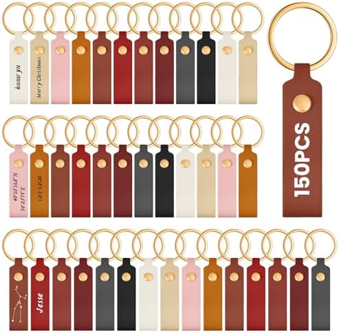 Wavyknot 100 Pcs Leather Keychain Blanks, 3.7 x 0.7 Inches, Multicolor