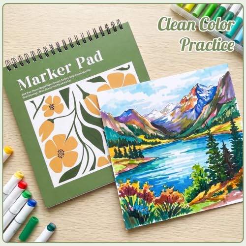 7.6x7.6in Marker Paper Pad, 50 Sheets Marker Sketchbook for Alcohol Markers