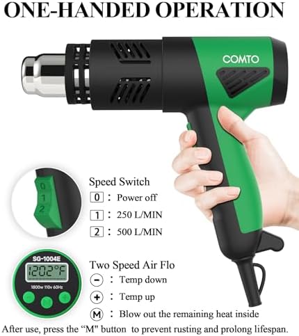 Heat Gun, 1800W Variable Temperature Hot Air Gun with LCD Display