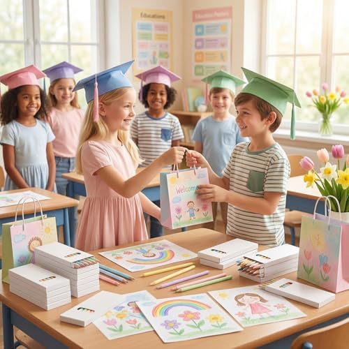 Ctosree 24 Packs Mini Colored Pencil Bulk 6 Per Box, Pastel, 3.5''
