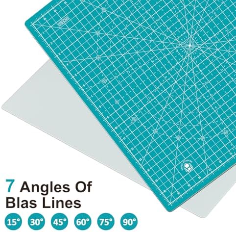 Headley Tools 17"x17" Rotating Cutting Mat, Self Healing Mat with 360-Degree Rotation & Anti-Slip Base, Sewing Board Cutting Mat Perfect for Fabric Quilting Leather Hobby Project, Turquoise