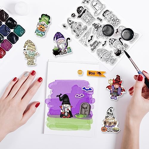 INFUNLY Halloween Dwarf Die and Die Stamp Set - Clear, Rubber & Silicone Stamps for Card Making, Crafting, Scrapbooking