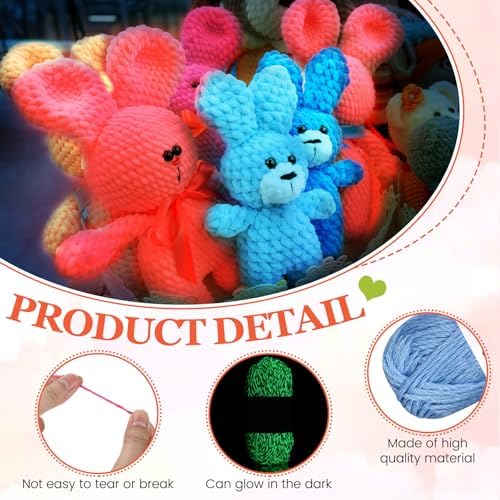 WILLBOND 10 Rolls Glow in The Dark Yarn for Crocheting, Vibrant