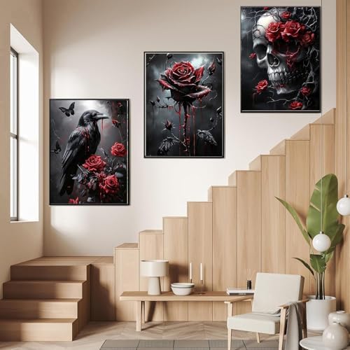 3-Pack Halloween Diamond Art Kits for Adults, Diamond Painting 12x16 Inch