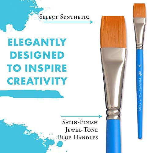 Princeton Select Artiste Flat Wash Brush, Synthetic, Short Handle, Size 3/4 inch, 1 Count