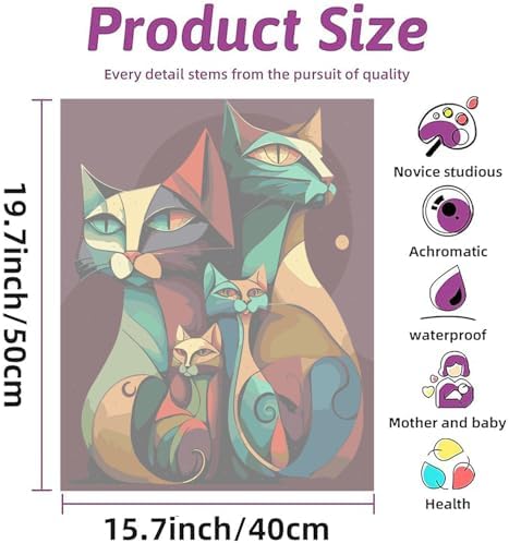 Paint by Numbers Kit for Adults Beginners,Abstract Cat(16x20 inches)