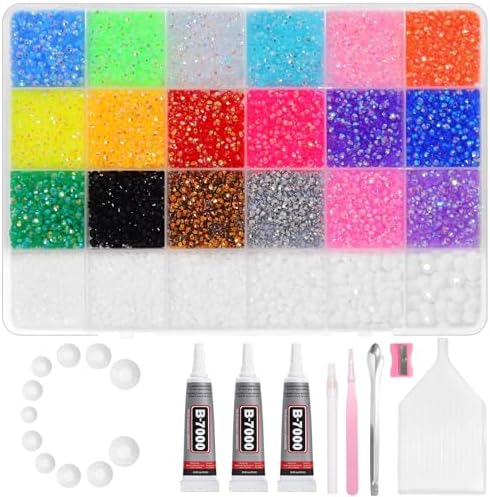 28000 Pcs Color Flatback Rhinestones Bedazzling Kit, White Resin Jelly Gems