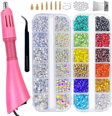 Hotfix Rhinestones Bedazzling Kit,Iron-on Hot Fix Applicator Setter Tool with Rhinestones,Hot Fixed Wand for Clothes Clothing Fabric Crafts,Crystal