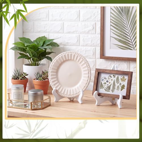 Tatuo 4 Packs Wooden Display Stand Plate Holder Easels,White,7 Inch