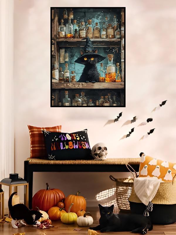ijbnhd Black Cat Diamond Art Kits for Adults 12x16in