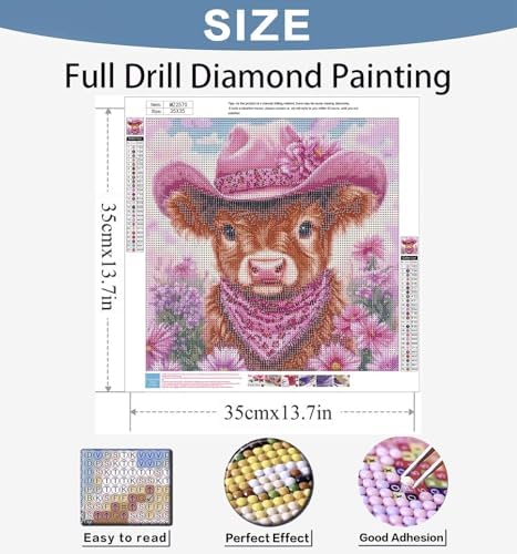Benjenes Diamond Art Kit for Adults – Highland Cow Design