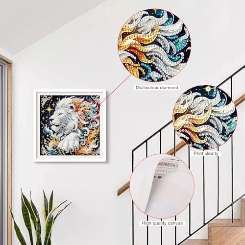 AiYuanzsh 5D Special Shaped Diamond Painting Kit - Mighty King Lion Design, Unique Crystal Rhinestone Diamond Art Set for Beginners and Adults, Perfect for Home Wall Decor and Holiday Gifts