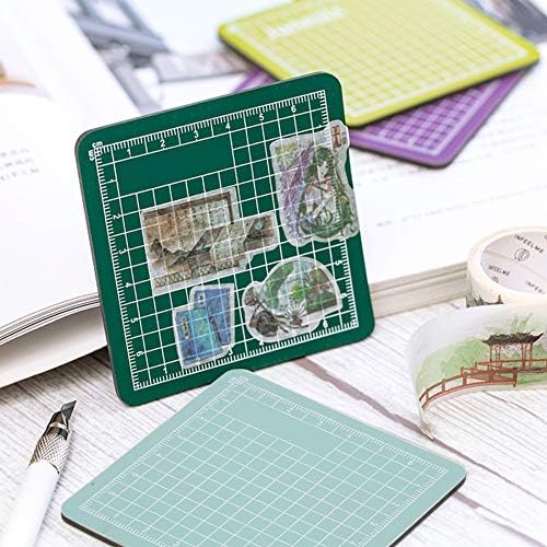2pcs 8x8cm Mini Cutting Mat Board Self Healing Anti Skid PVC Pad Craft Tools Portable Non Slip Grid Line Cutting Board for DIY Desktop Protection 3.15x3.15x0.12inch