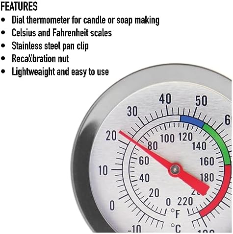 Candle Thermometer for Candle Making - DIY Wax Candle Making Supplies - Ideal Candle Making Thermometer with Clip and 175mm Stainless Steel Probe