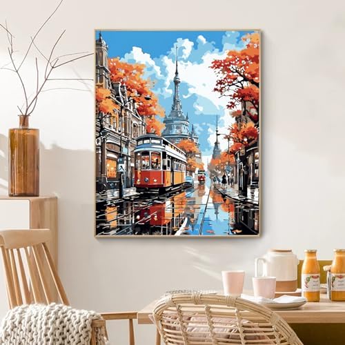 PRASIO Paint by Numbers Kit for Adults Beginner, Landscape Adult Paint by Number Kits, DIY Acrylic Paint by Numbers Kit for Adults Canvas for Home Decor Gift 16x20 Inch