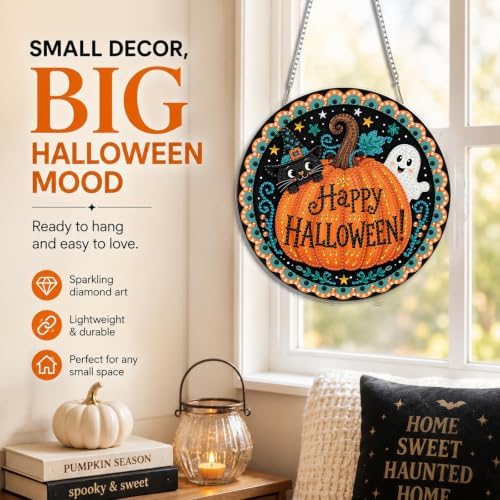 Halloween Diamond Art Hanging Kit for Adult, Diamond Art Painting 8x8in