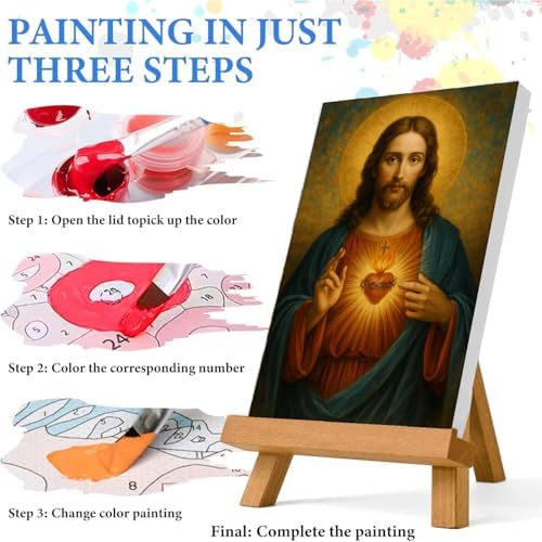 Jesus Paint by Numbers Kit for Adults Framed Canvas 12X16 in, Frameworkless
