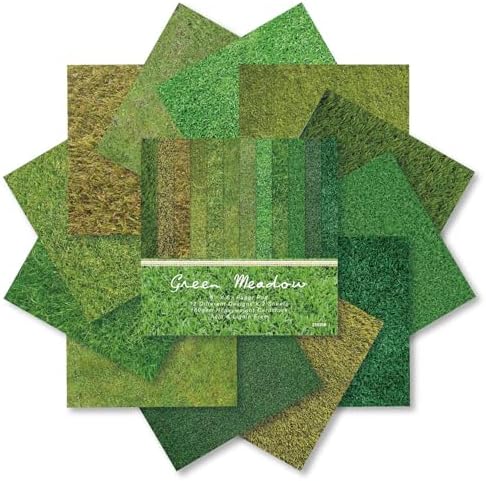 Green Meadows Scrapbooking Paper Pad , 6inch 24 Sheets Grass Aesthetic Patterned Decorative for DIY Art Crafts Collage Journals Decoupage Wrapping Folded Supplies Gift Cards Origami Photo Album