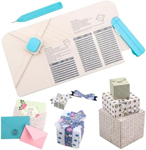 Envelope Punch Board, 3-in-1 Envelope Maker, Bows, Gift Box Punch Boards for Crafting, All-in-on Scrapbook Envelopes Scribe Punches Board with Indentation Pen for Handicrafts Crafts Scrapbooking Tool