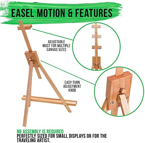 U.S. Art Supply 31" High Wood Studio Tabletop Easel - Adjustable | Artist Tripod, Holds Up to 27" Canvas, Folding A-Frame Artist Display Stand - Table Top Easel for Painting