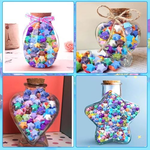 Vodolo Star Origami Paper ,1880 Sheets Solid Color Gradient Color Strip Double Sided Origami Stars Paper Lucky Star Decoration Paper Strips DIY Hand Art Crafts