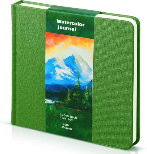 5.5in Watercolor Sketchbook Journal Square Watercolor Notebook Xmas Green