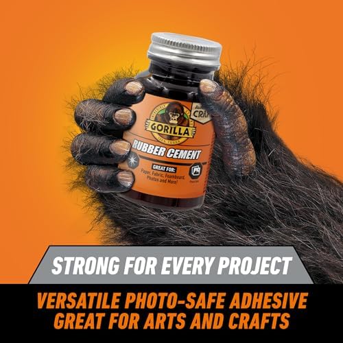 Gorilla Rubber Cement with Brush Applicator, Photo Safe, 4 fl oz, Clear (Pack of 2)
