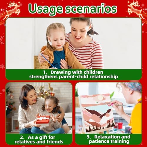 Reivworl Christmas Paint by Numbers Kit for Adults Beginners, Gnome Paint by Numbers, Adult Paint by Number Kits for Gifts and Home Wall Decor 16x16 Inch