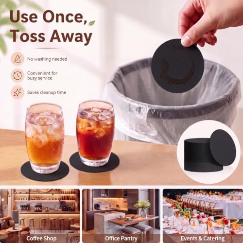 TaoBary 1000 Pcs Round Cardboard Coasters Bulk, 4 Inch 1mm Thick,Black